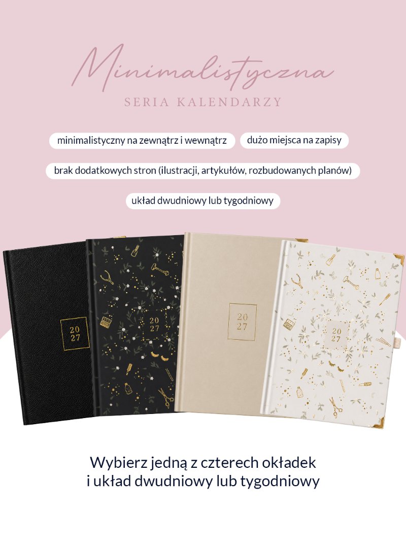 Kalendarz 2027 Czarny Minimal Tygodniowy B5